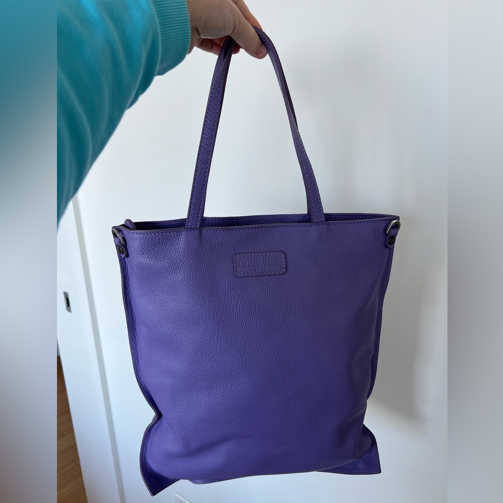 Last price. Purple real Leather Tote, made in Italy, shopper bag